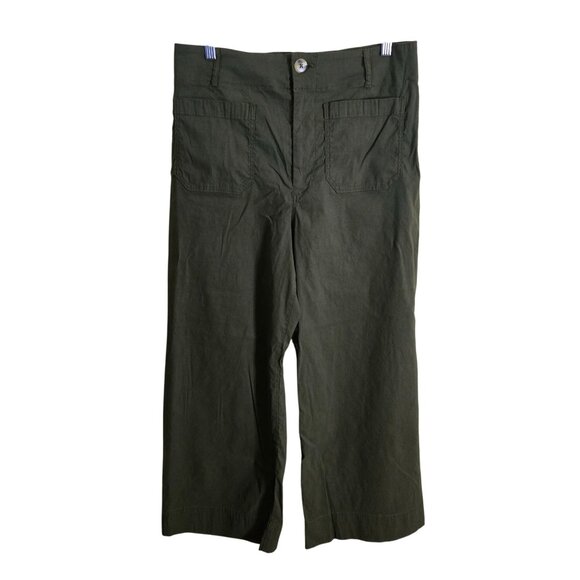 Anthropologie Maeve The Colette Magic Fabric Cropped Wide Leg Pant Fern Size 31 - Picture 2 of 11